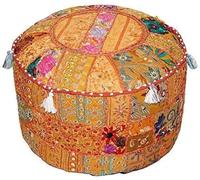 Marusthali Fodera per pouf in cotone patchwork fatta a mano | Design patchwork colorato in cotone, adatto come poggiapiedi, seduta extra o accento decorativo per il soggiorno e la camera