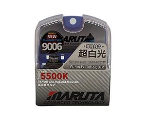 MARUTA SUPER WHITE 9006 / HB4 55W Lampadina alogena per fari anabbaglianti e abbaglianti, effetto xenon 5500K, vetro al quarzo di alta qualità, omologazione ECE