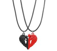 MarveBard Collane per coppie di abbracci per donne e uomini, collana con ciondolo a forma di cuore gotico con ali d'angelo, collana coordinata per coppie, collana dell'amicizia, collana per coppie