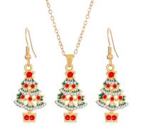 MarveBard Set di gioielli con collana e orecchini natalizi per donne, albero di Natale, fiocco di neve, caramelle, campana, orecchini, Natale, cristallo, fiocco di neve, orecchini pendenti per le