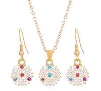 MarveBard Set di gioielli con collana e orecchini natalizi per donne, albero di Natale, fiocco di neve, caramelle, campana, orecchini, Natale, cristallo, fiocco di neve, orecchini pendenti per le