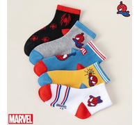 Marvel 1/5 Paia Calzini a Barca Spider-Man Per Bambini e Bambine, Adatti Per Primavera Ed Estate, Leggeri, Traspiranti, Comodi E Versatili, Calzini Di Moda Di Strada, Edizione Limitata Per Le Vacanze,