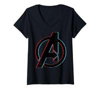Marvel Avengers 3D Color Pop Logo Maglietta con Collo a V