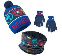 Marvel Avengers Accessori Invernali Bambino - Snodo, Guanti e Cappello Set (Blu Avengers)