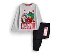 Marvel Avengers Bambino Pigiama | Pigiami grafici Grigi e Neri da Supereroe a Maniche Lunghe a Gamba Lunga | Regalo di Articoli per la Pigiameria