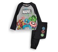 Marvel Avengers Bambino Pigiama | Pigiami grafici Grigi e Neri da Supereroe a Maniche Lunghe a Gamba Lunga | Film Film Merchandise Regalo