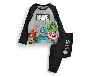 Marvel Avengers Bambino Pigiama | Pigiami grafici Grigi e Neri da Supereroe a Maniche Lunghe a Gamba Lunga | Film Film Merchandise Regalo