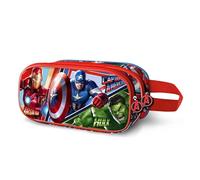 Marvel Avengers Battle-Astuccio 3D Doppio, Blu, 22 x 10 cm