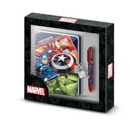 Marvel Avengers Battle-Confezione con Diario A5 + Penna 6 Colori, Blu