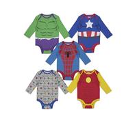 Marvel Avengers Capitan America The Hulk Iron Man Spider Man Baby Confezione da 5 body da neonato a neonato, multicolore, neonato