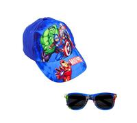 Marvel Avengers Cappellino da Baseball e Occhiali da Sole per Ragazzi, Occhiali da Sole con Protezione UV, Cappellino Estivo per Bambino (IT, Numero, 53, Blu)