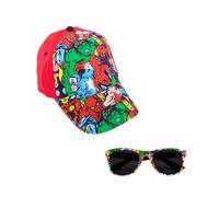 Marvel Avengers Cappellino da Baseball e Occhiali da Sole per Ragazzi, Occhiali da Sole con Protezione UV, Cappellino Estivo per Bambino (IT, Numero, 53, Rosso)
