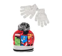 Marvel Avengers Cappello e Guanti da Ragazzi, Set Invernale per Bambino, Cappello e Guanti Avengers, Accessori Invernali per Ragazzo - Rosso
