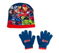 Marvel Avengers Cappello e Guanti per Ragazzi, Set Invernale per Bambino, Accessori Invernali per Ragazzo di Avengers Thor Hulk Iron Man e Capitan America - Blu