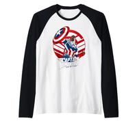 Marvel Avengers Captain America Sam Wilson Pop Art Portrait Maglia con Maniche Raglan