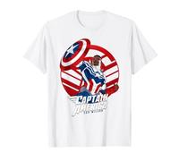 Marvel Avengers Captain America Sam Wilson Pop Art Portrait Maglietta