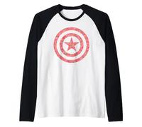 Marvel Avengers Captain America Shield Rose Fill Silhouette Maglia con Maniche Raglan