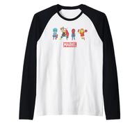 Marvel Avengers Captain America Thor Iron Man Spidey Pop Art Maglia con Maniche Raglan