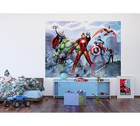 Marvel Avengers | Carta da parati fotografica per cameretta dei bambini | 252 x 182 cm | 4 pezzi | Iron Man, Thor, Hulk