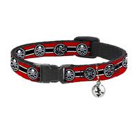 MARVEL AVENGERS Cat Collar Breakaway with Bell HYDRA Logo/Stripe Red/Black/White