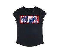 Marvel Avengers Classic - cap Women's Rolled Sleeve T-Shirt, T-Shirt da Donna, Black, XL