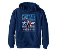 Marvel Avengers Classic-Ugly Captain Hoodie Hooded Sweatshirt, Blu Navy, 9/10 Bambini e Ragazzi