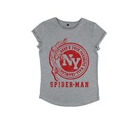 Marvel Avengers Classic-Wall Crawler Women's Rolled Sleeve T-Shirt, Grigio Melange, XL Donna
