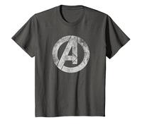 Marvel Avengers Distressed Logo White Maglietta, Bambini, Asfalto, 8 Anni