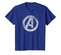 Marvel Avengers Distressed Logo White Maglietta, Bambini, Blu Reale, 10 Anni