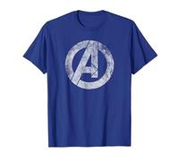 Marvel Avengers Distressed Logo White Maglietta, Uomo, Blu Reale, S