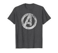 Marvel Avengers Distressed Logo White Maglietta, Uomo, Grigio Scuro, XXL