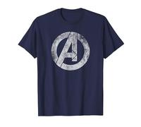 Marvel Avengers Distressed Logo White Maglietta, Uomo, Navy, S
