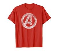 Marvel Avengers Distressed Logo White Maglietta, Uomo, Rosso, L