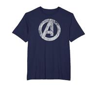 Marvel Avengers Distressed Logo White Maglietta, Uomo Taglie Grandi, Navy, 6X Tall