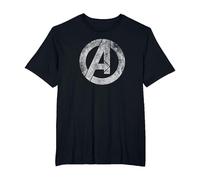 Marvel Avengers Distressed Logo White Maglietta, Uomo Taglie Grandi, Nero, 2X Tall