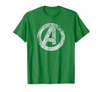 Marvel Avengers Distressed Logo White Maglietta, Uomo, Verde Mela, XXL