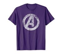 Marvel Avengers Distressed Logo White Maglietta, Uomo, Viola, M