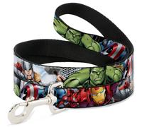 MARVEL AVENGERS Dog Leash 6-FEET Marvel Avengers Superheroes CLOSE-UP WIDE 1.5"