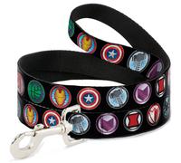 MARVEL AVENGERS Dog Leash 9-Avenger Icons Black/Multi Color