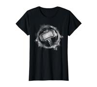 Marvel Avengers Endgame Thor Spray Paint Logo Maglietta, Donna, Nero, XS