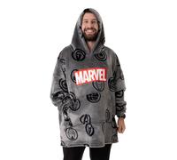 Marvel Felpa con Cappuccio indossabile da Uomo di Avengers | Pullover Grigio con Icone grafiche Stampate su Tutta la Superficie di Avengers