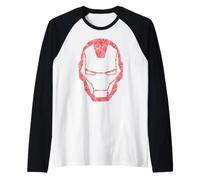 Marvel Avengers Iron Man Helmet Rose Filled Silhouette Maglia con Maniche Raglan