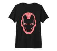 Marvel Avengers Iron Man Helmet Rose Filled Silhouette Maglietta Premium