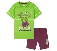 Marvel Avengers Pigiama Bambino Pigiama Spiderman Black Panther Captain America Pigiama Corto Bambino Estivo in Maniche Corte e Pantaloncini Gadget Ufficiale (Verde Hulk, 9-10 Anni)