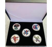 Marvel Avengers Placcato Oro e Argento Moneta Set Captain America - Spiderman
