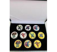 Marvel Avengers Placcato Oro e Argento Moneta Set Captain America - Spiderman