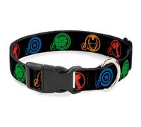 MARVEL AVENGERS Plastic Clip Collar Marvel Avengers Superhero Logos Black/Multi