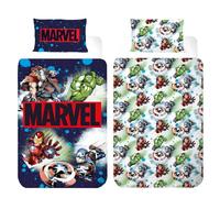 Marvel Avengers Set di Biancheria da Letto Reversibile | Copripiumino per Letto Singolo 140×200 cm + Federa 50×70 cm | 100% Cotone | Morbida e Traspirante | Set Marvel Ufficiale per Bambini