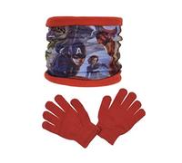 Marvel Avengers - Set Invernale per Bambino, Scaldacollo + Guanti (Rosso)