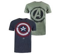 Marvel Avengers Shield Pack B T-Shirt, Multi, M (Pacco da 2) Uomo
